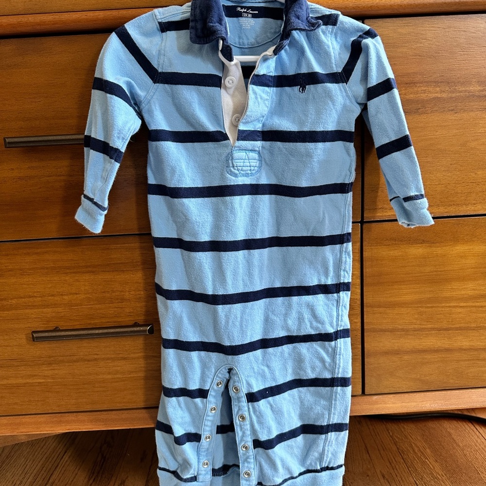 Ralph Lauren, Rugby Stripe Coverall, Onesie, size 12 mos